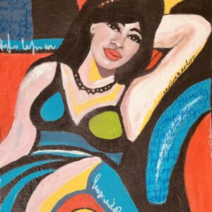 a woman sitting in a chair