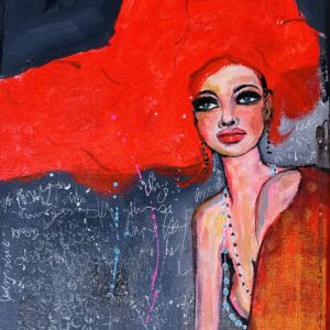 a painting of a woman with red hair